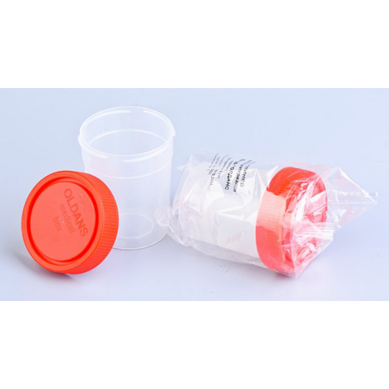 Контейнер 30мл для биоматериала, с закручивающейся красной крышкой, в индивидуальной упаковке, (стерильный)