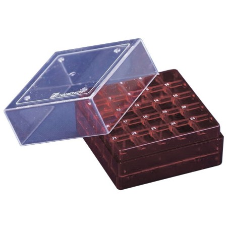 Штатив для криопробирок 1,2-2,0мл, 25 гнезд, красный