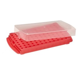 Штатив Reversible для микропробирок 0,5мл или 1,5-2,0мл, 96 гнезд, с крышкой розовый