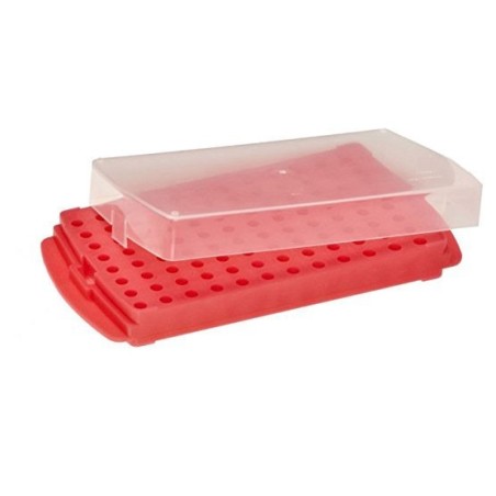 Штатив Reversible для микропробирок 0,5мл или 1,5-2,0мл, 96 гнезд, с крышкой розовый