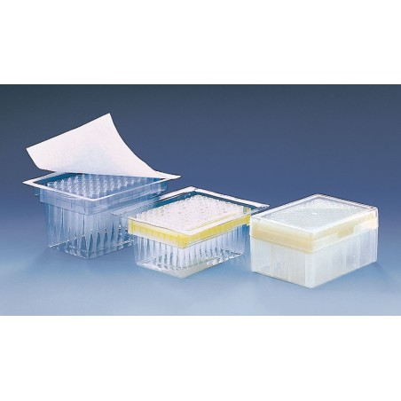 Наконечники с фильтром 10мкл тип Eppendorf-Cristal (стерильные) (уп-4кассеты по 96шт+1штатив по 96шт)