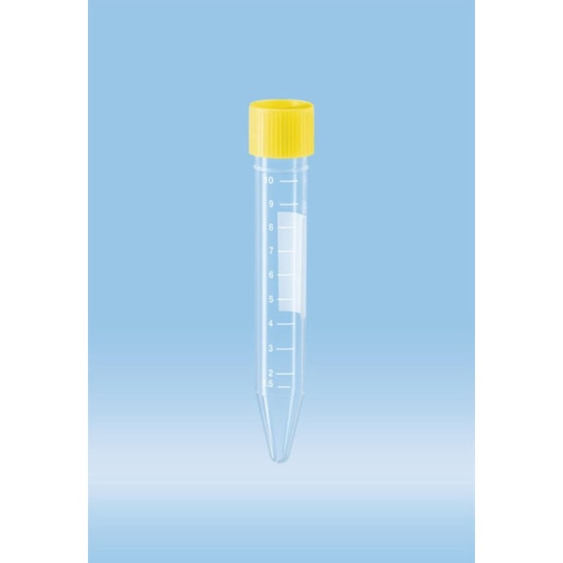 Пробирка 10мл 16х100мм PP коническая с этикеткой с крышкой стерильная (уп-100шт)