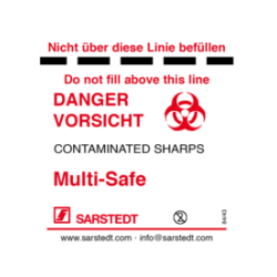 Этикетка маркировочная 70х80мм для шарп-контейнеров с текстом об биоопасности