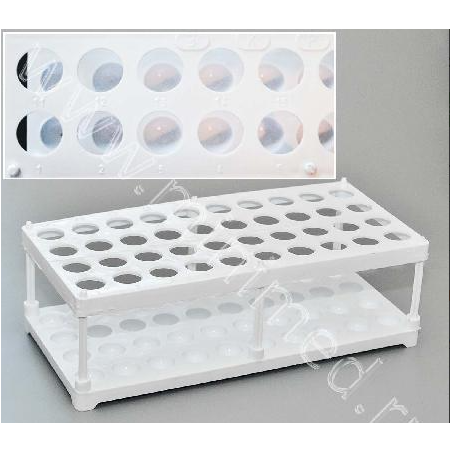 Штатив для пробирок 40 гнезд, высота 75мм, РР , белый