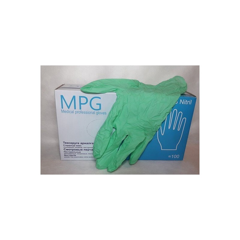 Перчатки нитриловые MPG Nitril (L) (уп-50пар) (нестер., неопудрен.,зеленые)