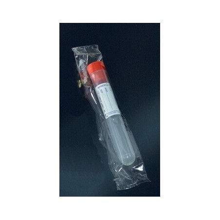 Пробирка 10мл 16х100мм PP цилиндрическая с этикеткой с пробкой (стерильная)