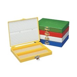 Коробка-штатив для 25 предметных стекол, желтая, с корковым