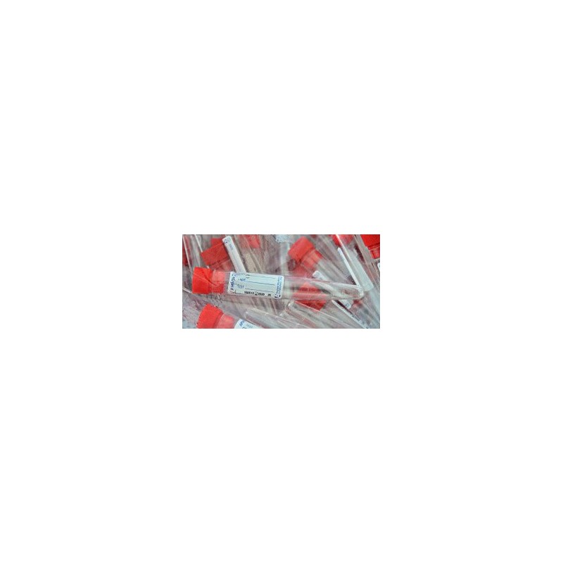 Пробирка 10 мл,16*100 мм РS коническая с этикеткой с красной крышкой (стерильная)(MF902211610PS)