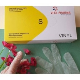 Перчатки виниловые неопудренные Vita Farma нестерильные размер Mкат код VITA/VIN/M